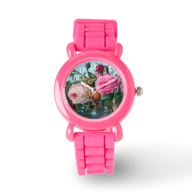 Gorgeous and Elegant Vintage Roses Print Watch (Front)
