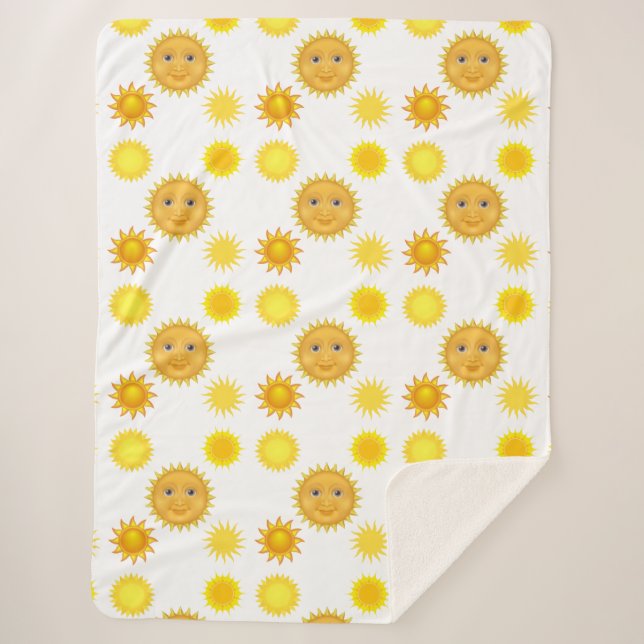Gorgeous and Embellishing Smiling Sun Pattern Sherpa Blanket (Front)