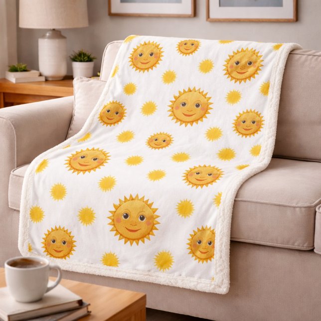 Gorgeous and Embellishing Smiling Sun Pattern Sherpa Blanket (Creator Uploaded)