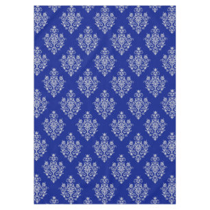 Gorgeous and Stylish Damask Pattern On Cobalt Blue Tablecloth