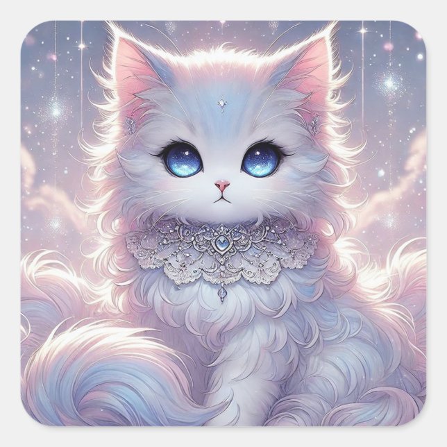 Gorgeous Angel Princess Cat Square Sticker (Front)