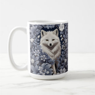 Gorgeous Arctic Fox William Morris Inspired Coffee Mug