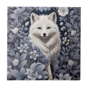 Gorgeous Arctic Fox William Morris Inspired Tile