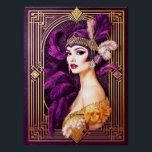 Gorgeous Art Deco Flapper Poster<br><div class="desc">This is a gorgeous Art Deco Flapper poster. I just love the colors in this poster. So vivid and very art deco. The art deco frame is glorious. One of the nicest Flapper posters I have created. This was created using AI and I am stunned at how gorgeous it is....</div>
