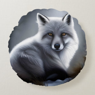 Gorgeous Artic Fox  Round Pillow