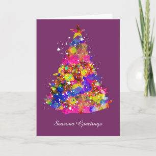 Gorgeous & Artistic Christmas Tree Bright Holiday Card
