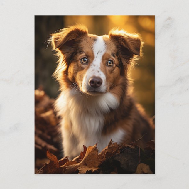 Gorgeous Autumn Austrailian Shepherd Postcard (Front)