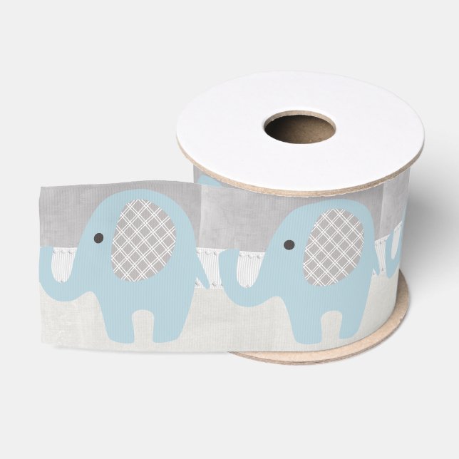 Gorgeous Baby Elephant in Blue Grosgrain Ribbon (Spool)