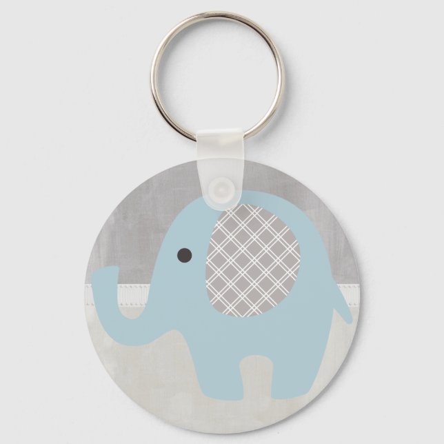 Gorgeous Baby Elephant in Blue Keychain (Front)