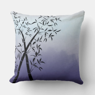 Gorgeous Bamboo and mountain view Blue Sky Throw Pillow