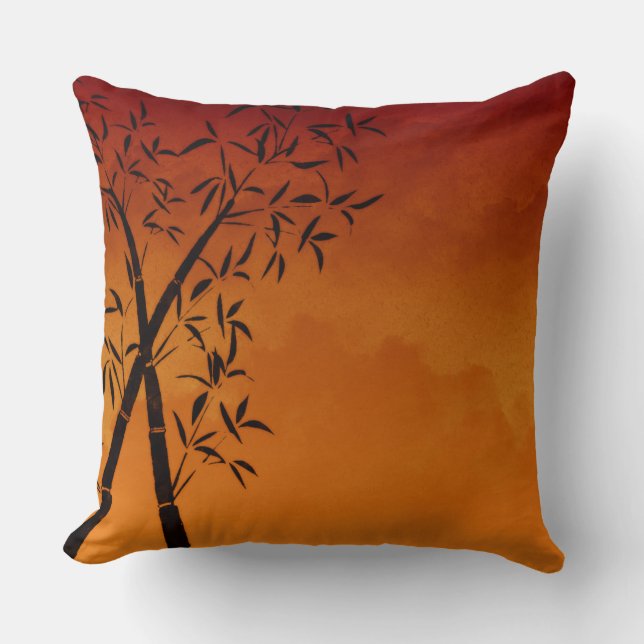Gorgeous Bamboo and mountain view Throw Pillow (Front)