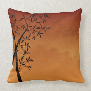Gorgeous Bamboo and mountain view Throw Pillow