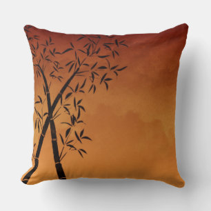 Gorgeous Bamboo and mountain view Throw Pillow