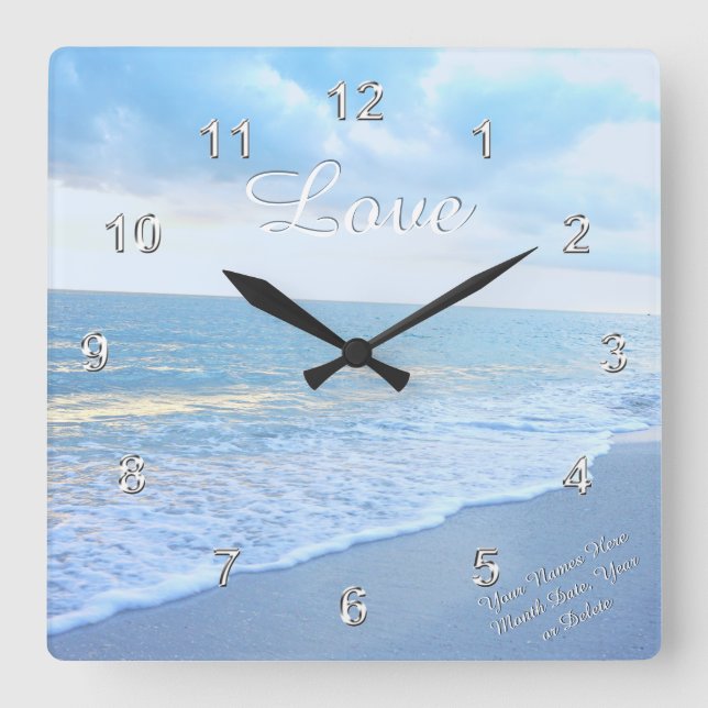 Gorgeous Beach Love Wall Clock with Your Text (Front)