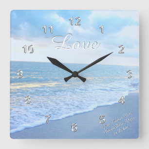 Gorgeous Beach Love Wall Clock with Your Text