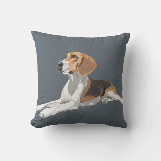 Gorgeous Beagle Sitting Down Throw Pillow (Front)