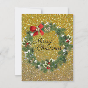 Gorgeous Beautiful Gold Sparkly Holiday Card