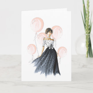 "Gorgeous Birthday" Fashion Illustrated Birthday Card
