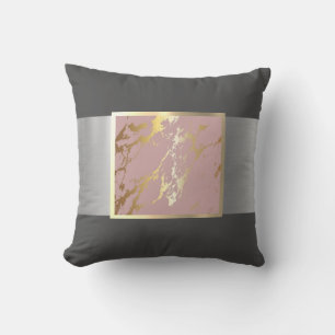 Gorgeous Black and Gold Marble Design Throw Pillow