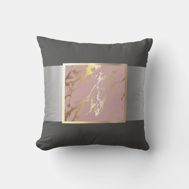 Gorgeous Black and Gold Marble Design Throw Pillow (Front)