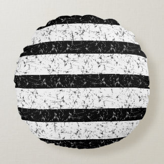 Gorgeous black and white batik designed round pillow