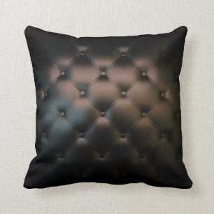 Gorgeous Black Leather Texture Throw Pillow