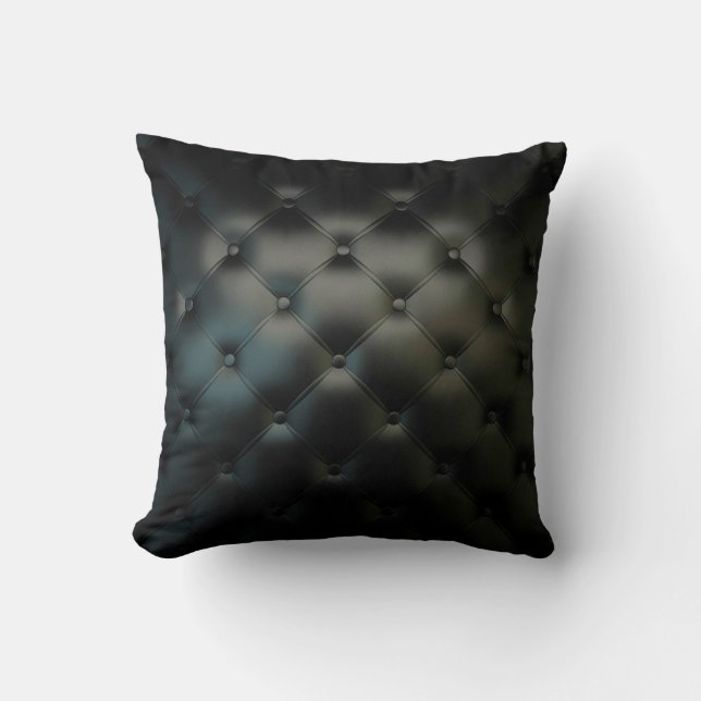 Gorgeous Black Leather Texture Throw Pillow (Front)