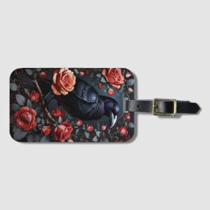 Gorgeous Black Raven Rose Garden Luggage Tag
