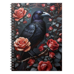 Gorgeous Black Raven Rose Garden Notebook