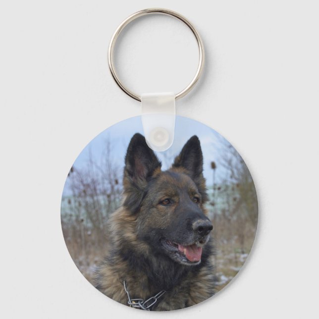 Gorgeous Black-saddled German Shepherd Keychain (Front)