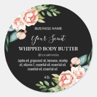 Gorgeous Black With Pink Roses Body Butter Labels