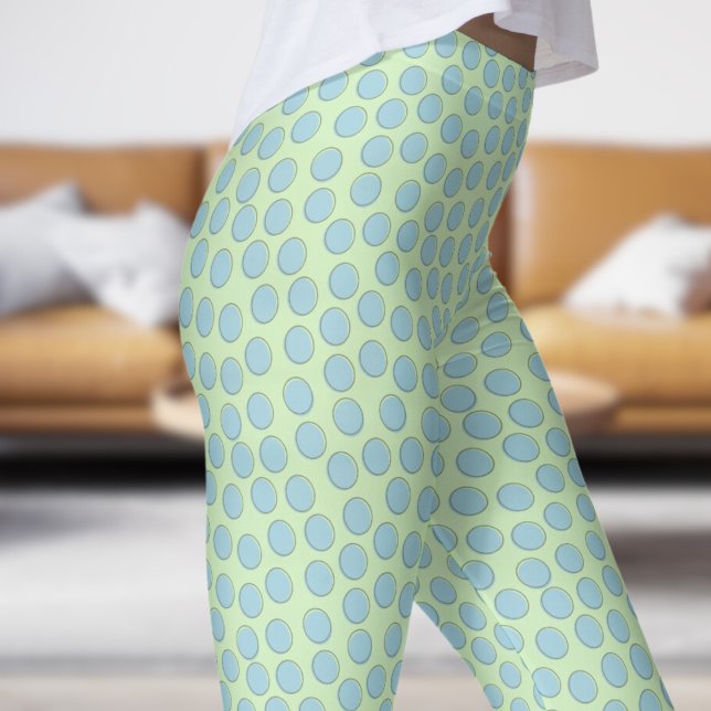 Gorgeous Blue and Tea Green Polka Dot Pattern Leggings (Gorgeous Blue and Tea Green Polka Dot Pattern Leggings)