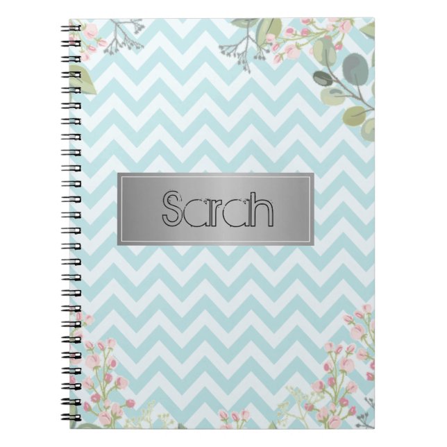 Gorgeous Blue And White Background, Cool Flowers  Notebook (Front)