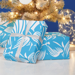 Gorgeous Blue Botanical Hydrangea Flower Blossoms Wrapping Paper