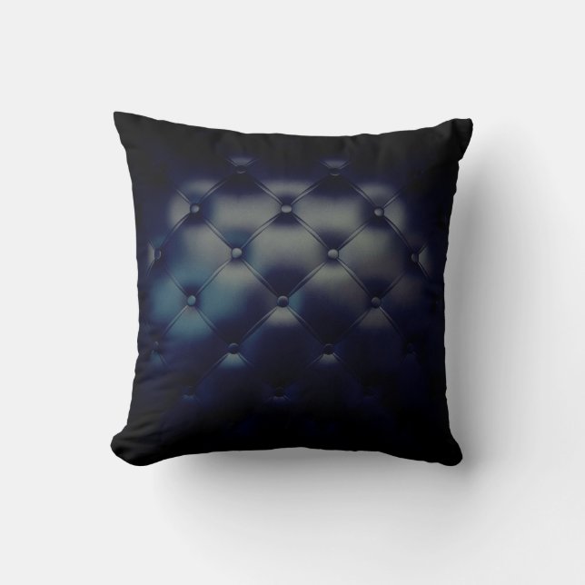 Gorgeous Blue Dark Navy Leather Texture Throw Pillow (Front)
