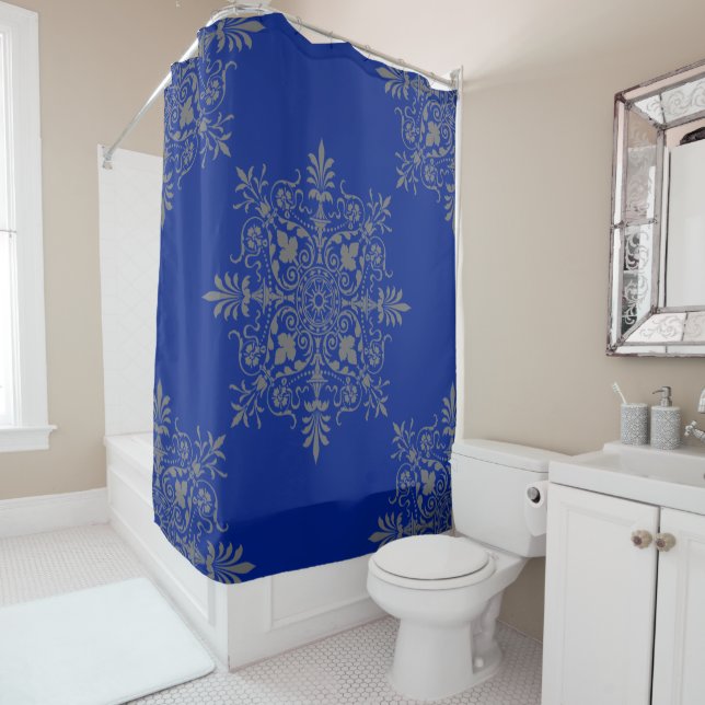 Gorgeous Blue Floral Damask Pattern (In Situ)