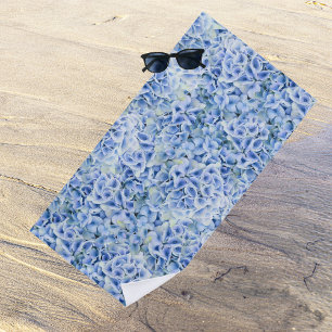 Gorgeous blue hydrangeas - floral pattern beach towel
