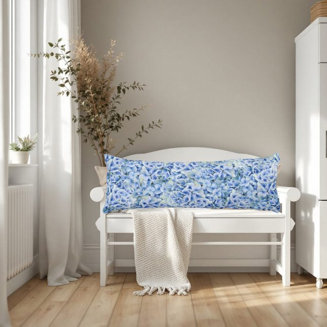 Gorgeous blue hydrangeas - floral pattern  body pillow (Creator Uploaded)
