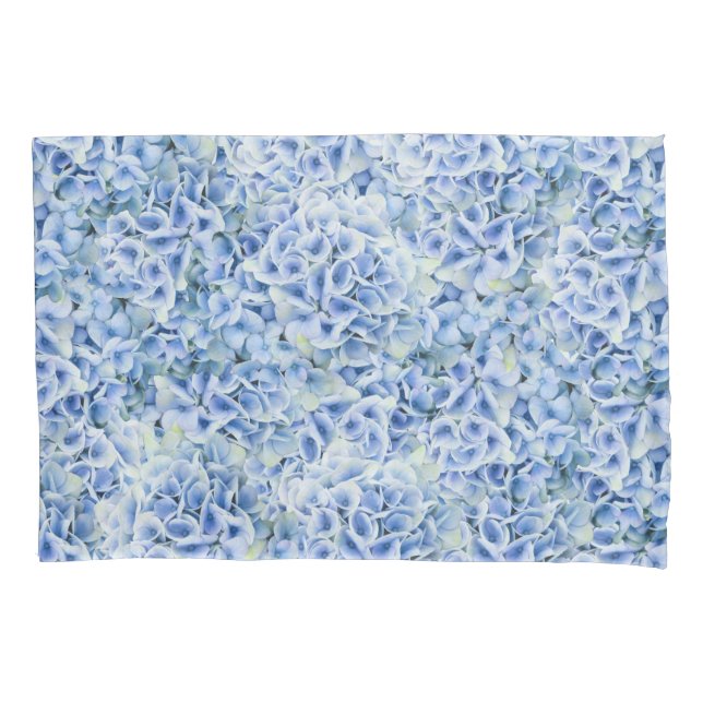 Gorgeous blue hydrangeas - floral pattern  pillowcase (Front)