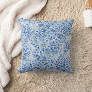 Gorgeous blue hydrangeas - floral pattern  throw pillow