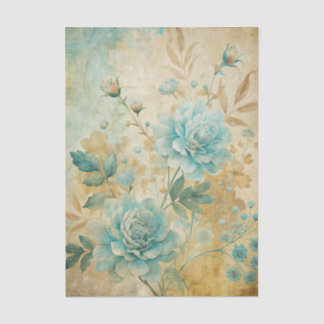 Gorgeous Blue Peonies on Distressed Background Tissue Paper