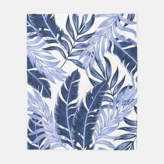 Gorgeous Blue Tropical Pattern Fleece Blanket