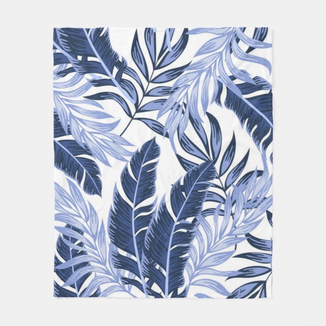Gorgeous Blue Tropical Pattern Fleece Blanket (Front)