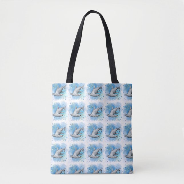 Gorgeous blue water with hammerhead tote bag (Front)