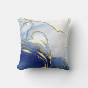 Gorgeous Blue, White and Gold  Throw Pillow