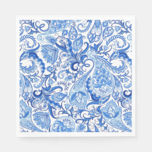 Gorgeous Blue White Floral Paisley Art Pattern Napkin