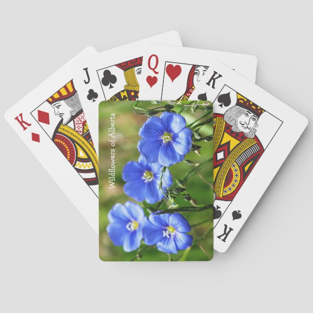 Gorgeous Blue Wildflowers Pop Against Green Grass Playing Cards (Back)