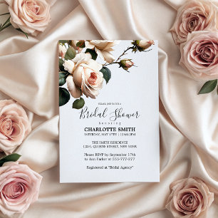 Gorgeous Blush Beige Oil Rose Bridal Shower Invitation