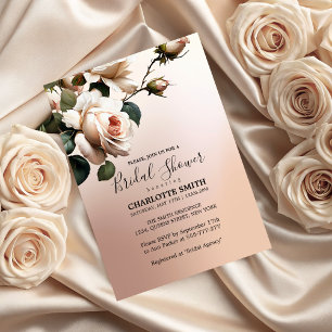 Gorgeous Blush Beige Oil Rose Bridal Shower Invitation