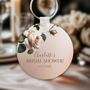 Gorgeous Blush Beige Oil Rose Bridal Shower Keychain